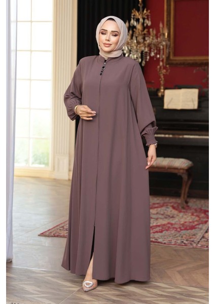 Fermuarlı Vizon Tesettür Ferace 45287V