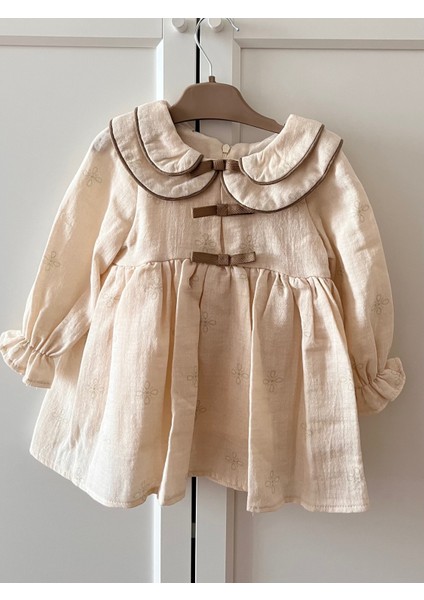 Lily Çift Yaka Müslin Çocuk Elbise