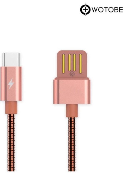 USB Type-C Çelik Spiralli Şarj Data Kablosu