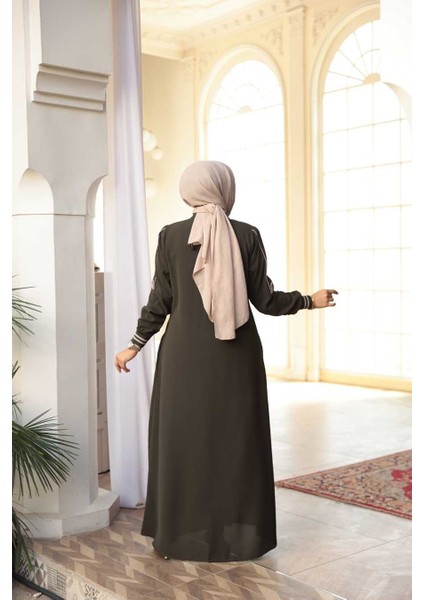 Fermuarlı Haki Tesettür Ferace 26381HK fırsatları