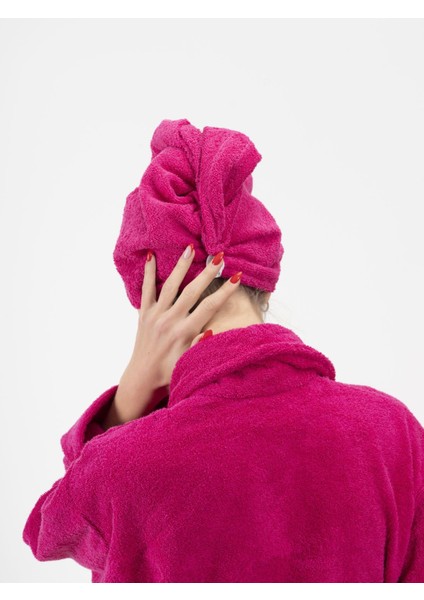 Cottonverse 3'lü Bornoz Seti - %100 Pamuk Bornoz , Saç Bonesi , Saç Bandı Unısex