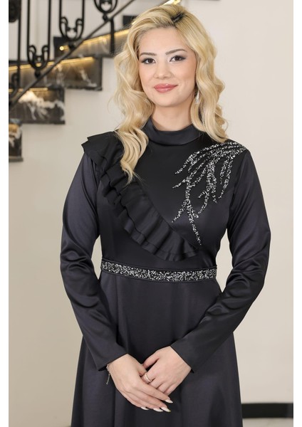 Ada Saten Tesettür Abiye Siyah fiyatları