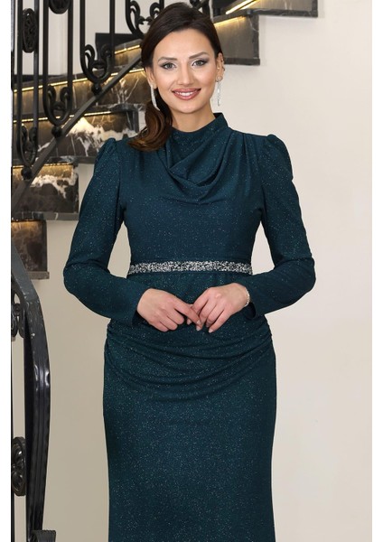 Dilara Tesettür Abiye Zümrüt modelleri