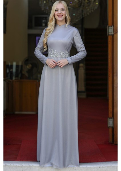 Berfin Tesettür Abiye Gümüş