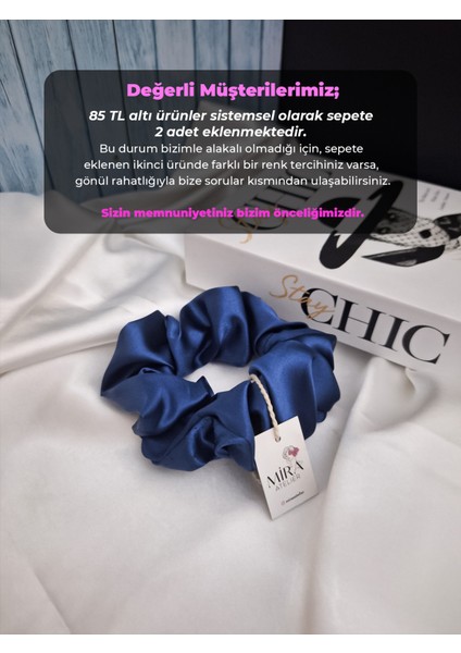 Çocuk Saten Toka - Derin Mavi – Tekli Lüks Lastik Model Scrunchie