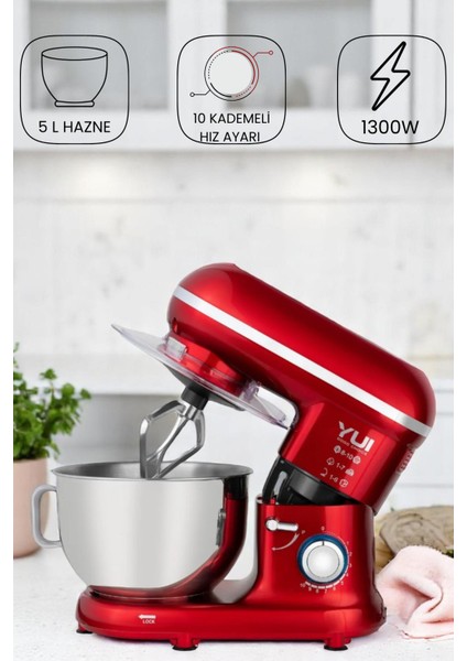 Kırmızı Hamur Yoğurma Makinesi, Güçlü ve Pratik Mutfak Aleti