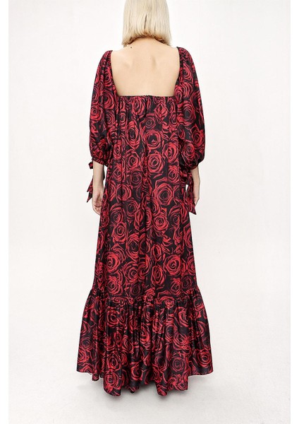 Desenli Straplez Desenli Balon Kol Elbise 94053 fırsatları