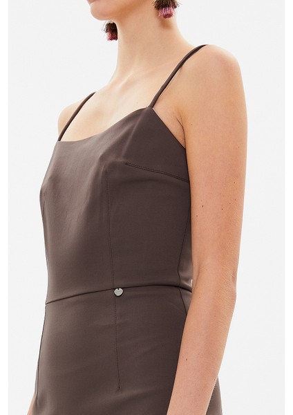 Kahve Askılı Mini Elbise 93124
