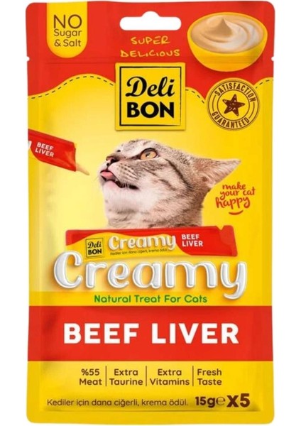 Kedi Ödül Maması - Creamy - Dana Ciğerli - 15 gr 5'li - Delibon