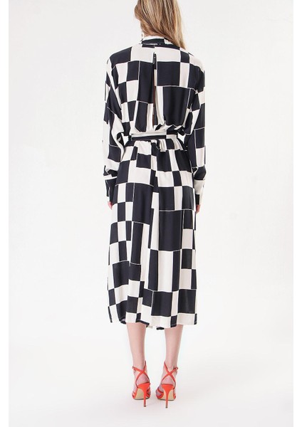 Siyah Beyaz Bol Kesim Gömlek Elbise 94058 fırsatları