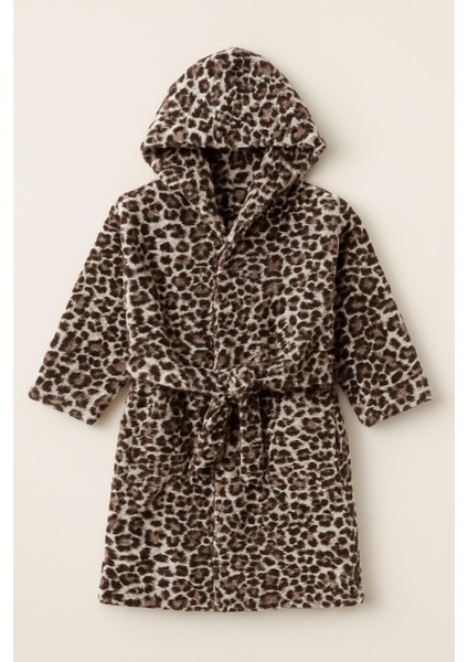 Safari Zebra Desen Genç & Çocuk Kapşonlu Bornoz – %100 Pamuk, Unisex