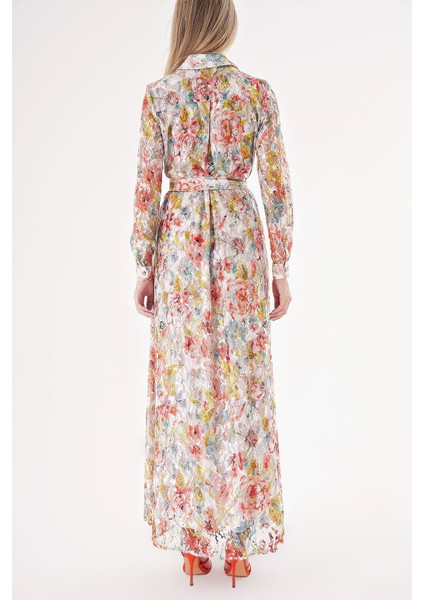 Karışık Renkler Dantel Rahat Kesim Uzun Gömlek Elbise 94512 fırsatları