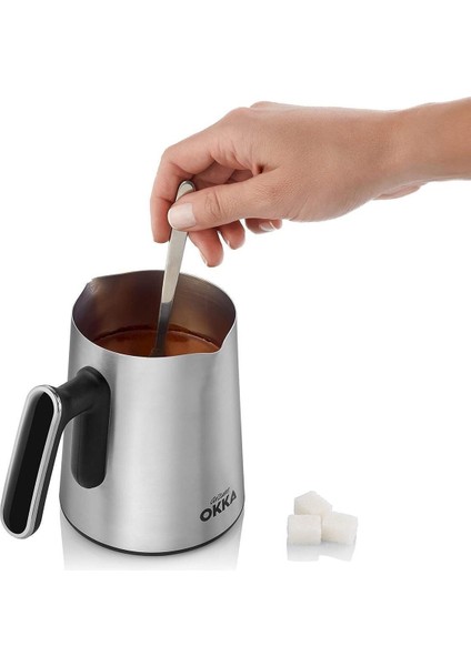 Minio Pro Çelik Cezveli Kahve Makinesi, Krom, Hediye Kahve Seti