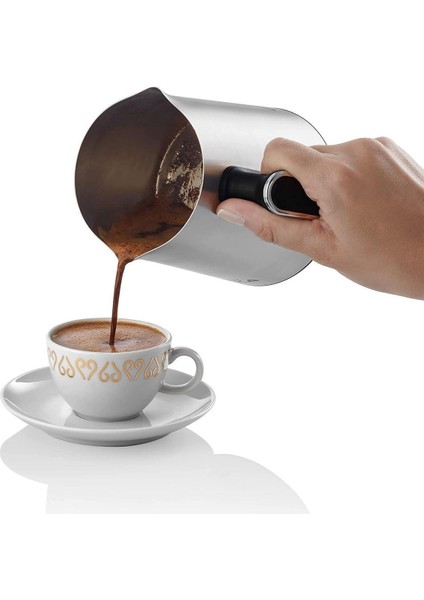 Minio Pro Çelik Cezveli Kahve Makinesi, Krom, Hediye Kahve Seti