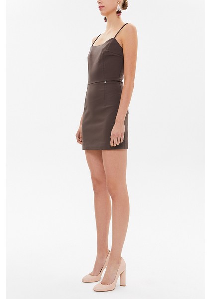 Kahve Askılı Mini Elbise 93124 indirimleri