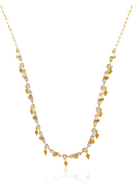 Altın Işıltılı Sallantı Detaylı 925 Ayar Gümüş Kolye 175 fırsatları