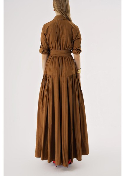 Devetüyü Büzgü Detaylı Uzun Gömlek Elbise 94577 fırsatları