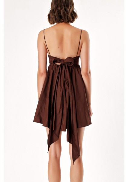 Kahve Askılı Mini Elbise 93911 fırsatları