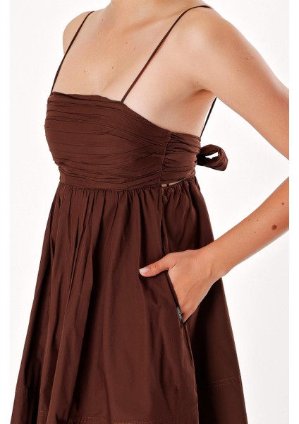 Kahve Askılı Mini Elbise 93911 indirimleri