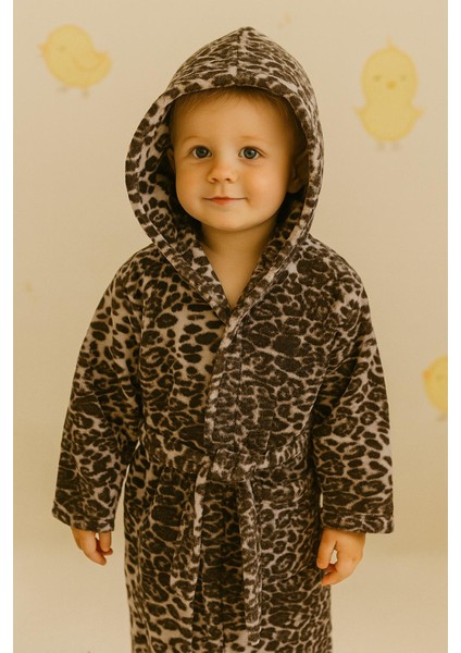 Mini Safari Bebek & Çocuk Kapşonlu Bornoz – %100 Pamuk, Unisex indirimleri