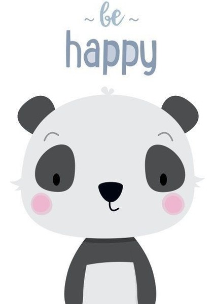 Çocuk Odası Kreş Be Happy Panda Ev Duvar Salon Güzellik Salonu Ofis Dükkan Dekarasyon Kanvas Tablo fiyatları