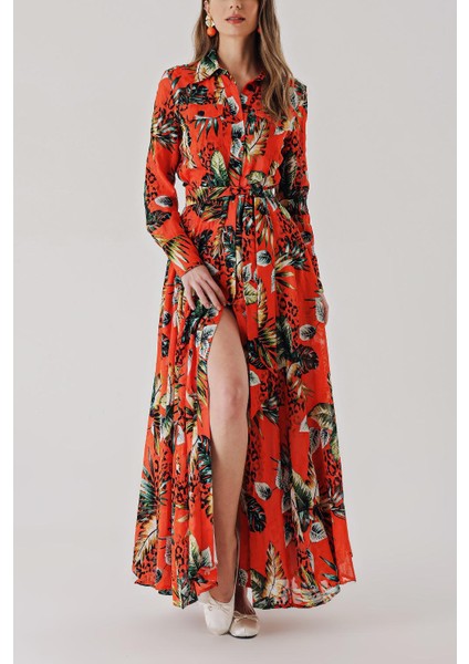 Desenli Cepli Uzun Gömlek Elbise 94409 fiyatları