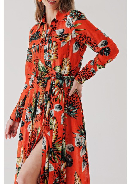 Desenli Cepli Uzun Gömlek Elbise 94409 indirimleri