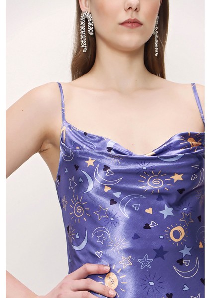 Desenli Ip Askılı Elbise 93970 modelleri