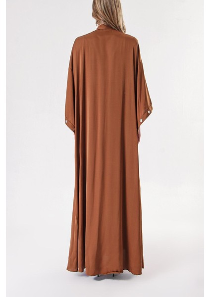 Kahve Kuşgözü Detaylı Içlikli Uzun Kaftan 94187 fırsatları