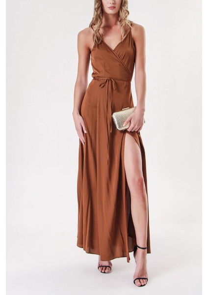 Kahve Kuşgözü Detaylı Içlikli Uzun Kaftan 94187 indirimleri