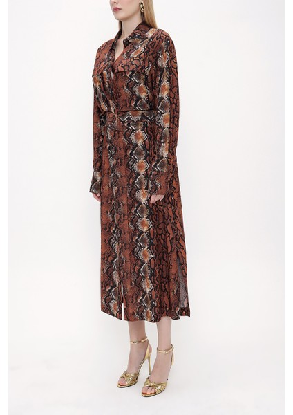 Desenli Kemerli Bol Kesim Elbise 93827 fiyatları