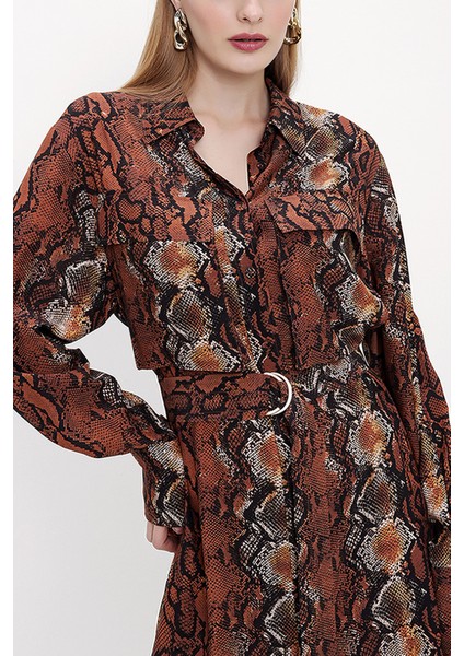 Desenli Kemerli Bol Kesim Elbise 93827 modelleri