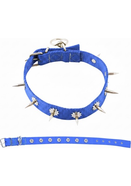 Dokuma Çivili Köpek Boyun Tasması - 4*70 cm - Mavi