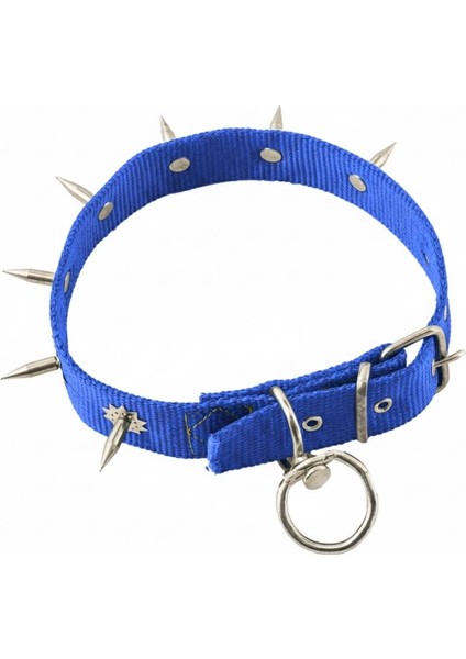 Dokuma Çivili Köpek Boyun Tasması - 4*70 cm - Mavi modelleri