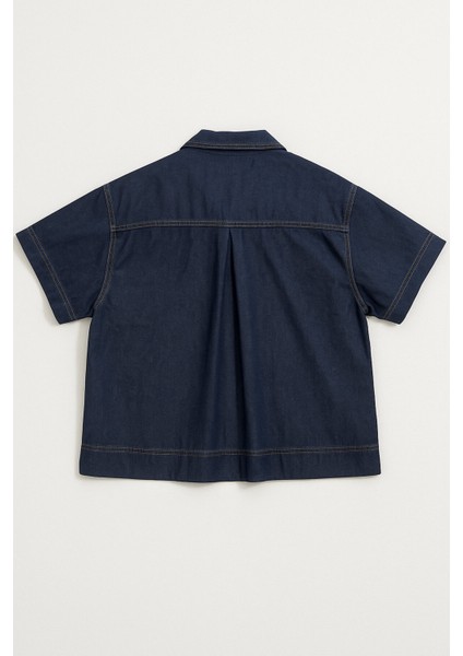 Kadın Rahat Kalıp Cepli Lacivert Jean Gömlek indirimleri