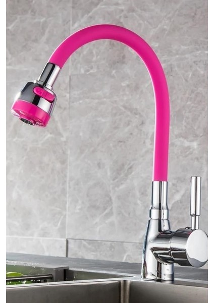 Buffer® Oynar Başlıklı Tasarruflu Kubar Musluk Borusu ve Başlığı Pembe