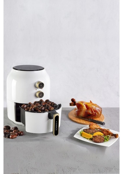 Yağsız Fritöz, Beyaz, 3.5 L, Tekli, Sağlıklı ve Pratik Pişirme Aracı