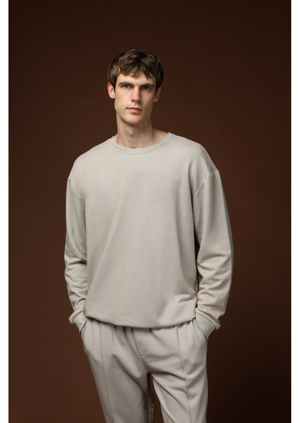 Bisiklet Yaka Regular Fit Pamuklu Sweatshirt