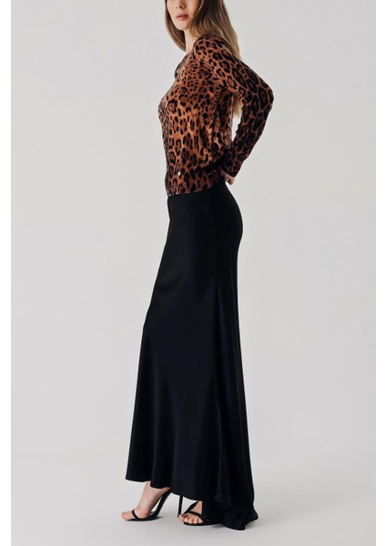 Leopar Bisiklet Yaka Leopar Desenli Yün Triko Kazak 28866 fiyatları