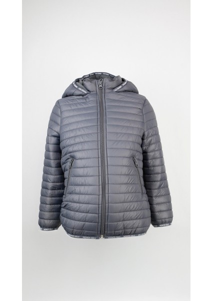 Kapitone Desen Gögüs Fermuarlı Cepli Unisex Çocuk Mont