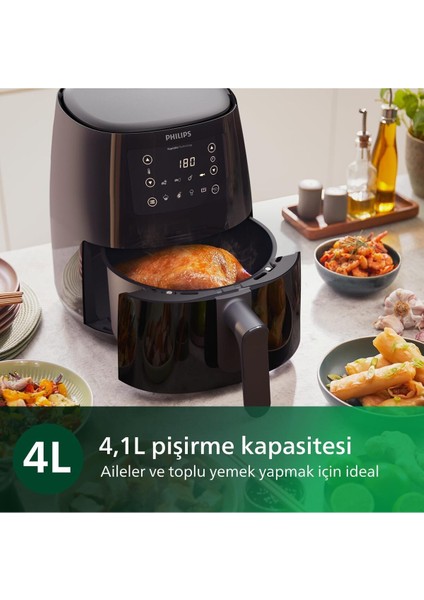 3000 Serisi L Airfryer, 0.8kg, 4.1l, Siyah, 2000 W, Yağ Azaltıcı, HD9243/90