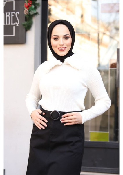 Cep Detaylı Kemerli Tokalı Gabardin Etek Siyah fiyatları