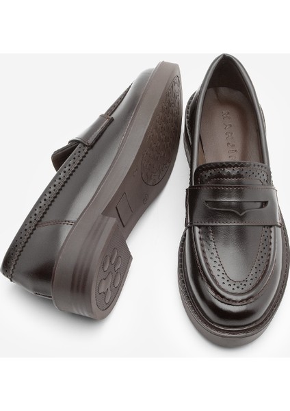 Kadın Loafer Makosen Desenli Günlük Ayakkabı Tornus Kahve