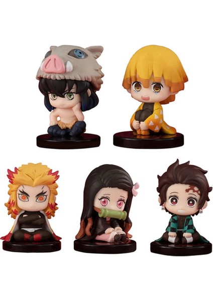 5 Adet Set S Versiyonu Iblis Avcısı Oturan Hayalet Bebek Tanjiro Nidouzi Inosuke Zenizu Şekil Aksiyon Figürü Film Modeli Çocuk Oyuncak Hediye (Yurt Dışından) modelleri