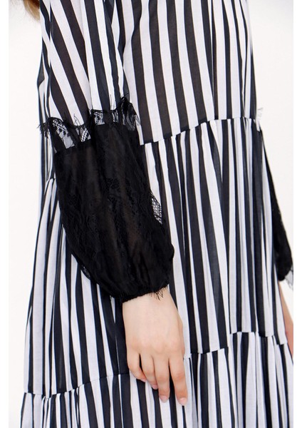 Çizgili Büzgülü Bol Kesim Elbise 93938 modelleri