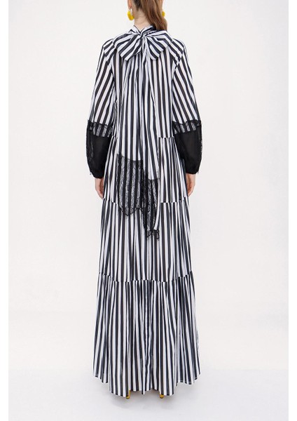 Çizgili Büzgülü Bol Kesim Elbise 93938 fırsatları