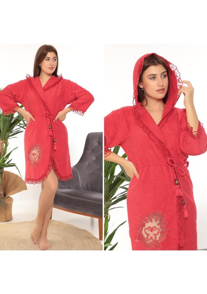 Kelebek Gelin Bornoz Set 5 Parça Dantelli Çeyizlik Takım