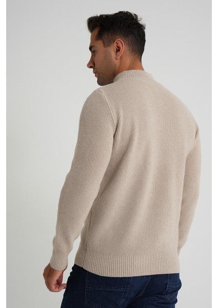 Trıst Star Erkek Kısa Fermuarlı Dik Yaka Selanik Örgü Yün Kazak TRIST-5358 modelleri