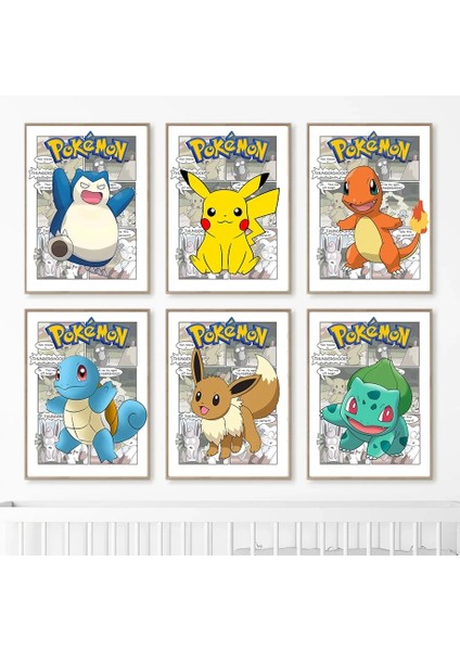 Pokemon Çevre Birimleri Posterler Pikachu Bulbasaur Charicanvas Canvas Tuval Boyama Anime Duvar Sanatı Baskılar Çocuk Odası Dekor Hediyeler Oyuncak (Yurt Dışından) fiyatları