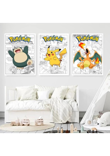 Pokemon Çevre Birimleri Posterler Pikachu Bulbasaur Charicanvas Canvas Tuval Boyama Anime Duvar Sanatı Baskılar Çocuk Odası Dekor Hediyeler Oyuncak (Yurt Dışından) modelleri